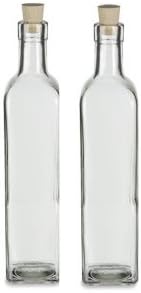 Olive Oil Outpost of Anna Maria FL 250ml - 8oz Quadra Square Clear Glass Bottle Set with Natural Corks