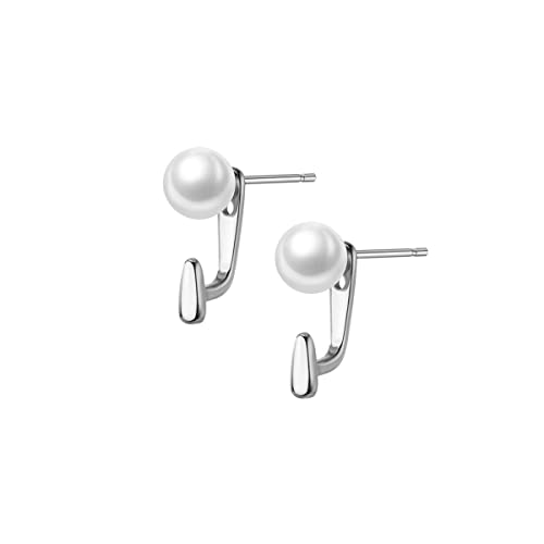 SLUYNZ 925 Sterling Silver Pearl Jacket Earrings for Women Droplet Jacket Earrings Front Back Earrings