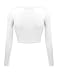 Simlu Womens White Short Cropped Top, Cheap Summer Top with Long Sleeves, White, Large