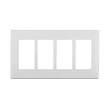 Leviton Renu REWP4-WW Four-Gang Screwless Snap-On Wallplate, White on White