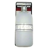 16 Ounce, White Colored Plastic Travel Flask with Chrome Top Cup