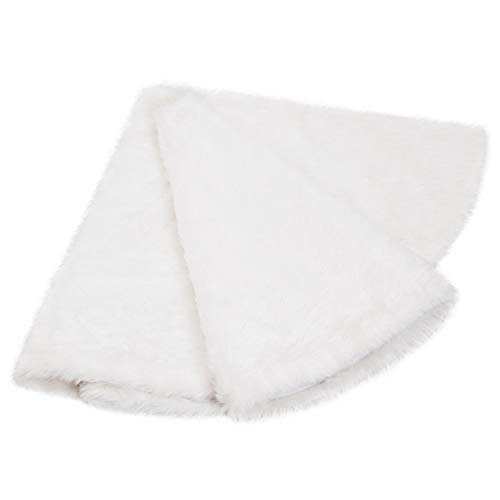 EDLDECCO 48 inch Snowy White Faux Fur Christmas Tree Skirt Luxury Soft Double Layers a Fine Decorative Handicraft for Holiday Party Pet Favors - Thumbnail 5