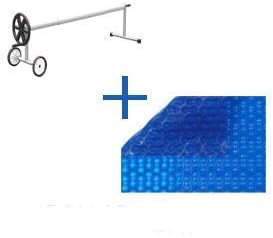 International Pool Protection Pack Thermal Blanket Of 700 micron Reinforced Polyethylene + Winder Telescopic 81 mm. 8 x 4m.