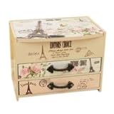 2 Layers Eiffel Tower Unique Wooden Jewelry Box Case Trinket Box Multipurpose Storage Boxes Drawer Storage Cabinet