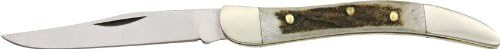 SZCO 3" Stag Toothpick Folding Pocket Knife โ Stainless Steel Blade, Classic Stag Handle โ Compact EDC Knife for Hunting & Everyday Carry