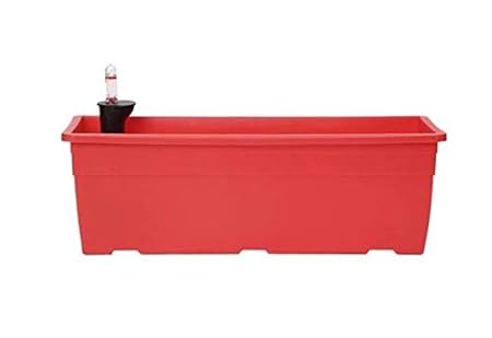 Self Watering Rectangular Pot Along with Kit Red Color / Home Decor / Office Decor (40 cm X 15 cm X 13 cm) - Pack of 1