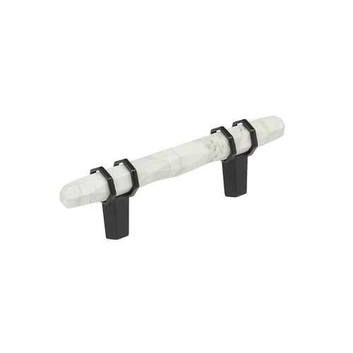 Amerock Carrione 3 inch (76mm) Center-to-Center Marble White/Black Bronze Cabinet Pull, BP36639MWBBR
