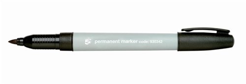 5 Star Permanent Marker Fine 0.8mm Line Black Ref K90-01 [Pack of 10]