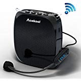 Acekool Portable Wireless Voice Amplifier Microphone with Waistband, MP3 Player/U Disk/TF, 1800mAh Rechargeable Batteries for Teachers, Speakers, Yoga Instructors, Coaches and More (Black-SD615)