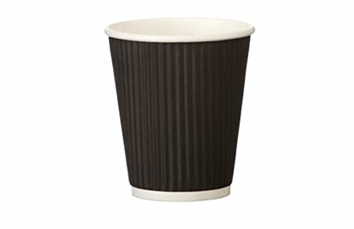 Go-Pak Pack of 50 - 12oz (340ml) Black Triple Wall Ripple Paper Coffee Cups
