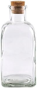 16.9 oz Clear Glass Cork Top Square Bottle - Case of 12