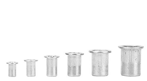 90 pcs Flat Head Stainless Steel (304) Pulling Rivet Nuts M3 M4 M5 M6 M8 M10 Vertical Stripes RIV Nuts Insert Nuts with Data Sheet
