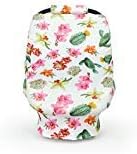 Carseat Canopy - Includes 2 Car Seat Strap Covers - Cactus Breastfeeding Cover, Shopping Cart Cover, Baby Car Seat Cover, Baby Carseat Covers