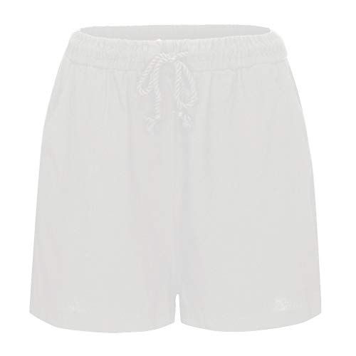 Botrong Women Casual Solid Cotton Shorts Pants Lace Up Gray - Thumbnail 2