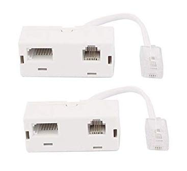Uvital RJ45 to BT&RJ11 Secondary Splitter Telephone Adapter Converter Connector Cable, RJ45 Male to UK BT&RJ11 2 Female Socket Cord Separator for Ethernet RJ45 Secondary Phone Line (2 Pack)
