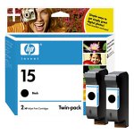 HP No. 15 Black Ink Cartridge Twin Pack (C6653BN)
