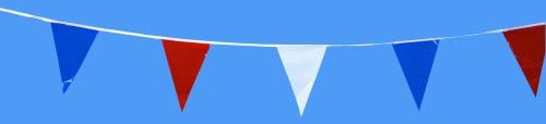 Pennant Bunting, 10 m, Red/White/Blue
