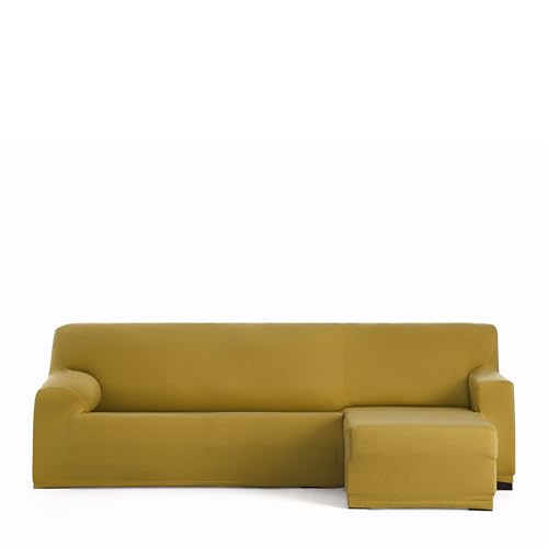 Eysa Bi-Elastic Sofa Cover for Chaise Longue with Short Arm Right Side Front View Mustard Design Harlem