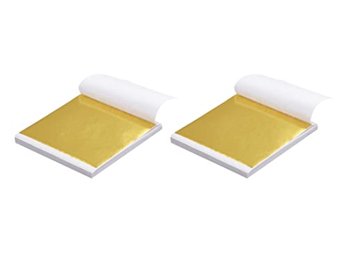Yuegit 200 Pieces Imitation Gold Leaf Sheets : Gold Foil Sheets for Crafts Gilding Arts Resin Painting Furniture and Home Decoration Gold Foil Papers 5.5X5.5 Inch (Gold)