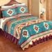Collections Etc Southwest Cheyenne Aztec Native American Turquoise Fleece Lightweight Coverlet, Antique Brown, King