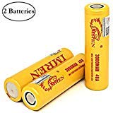 M&A BD 2 Pack with Battery Organizer IMREN 3000mAh 40A High Drain Li-ion Battery, 3.7V Rechargeable Flat Top for Electric Tools, Toys, LED Flashlights, Torch, and Etc