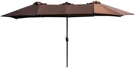 Amazon Com Lokatse Home 15 Ft Double Sided Outdoor Umbrella Rectangular Large With Crank For Patio Shade Outside Deck Or Pool Brown Garden Outdoor