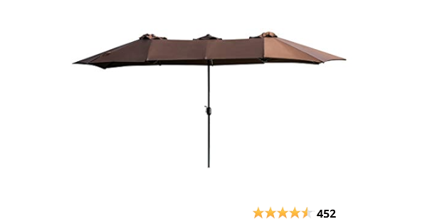 Amazon Com Lokatse Home 15 Ft Double Sided Outdoor Umbrella Rectangular Large With Crank For Patio Shade Outside Deck Or Pool Brown Garden Outdoor
