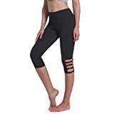 Women's Crisscross Cutout Capris Leggings Yoga Pants with Hidden Pocket