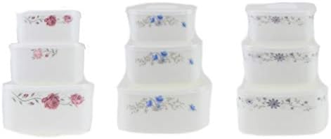 Set of 3 Square Glass Salad Bowls with Lids - Microwave Safe - Heat Resistant - 5.5", 5.0" & 4.2" (Purple)