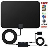 HDTV Antenna,Indoor Amplified TV Antenna 50 to 70 Mile Range with Creative Adjustable Amplifier Booster and and 16.5 Feet Coaxial Cable (Black)