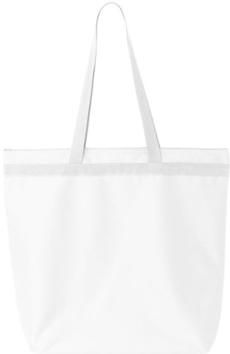 Liberty Bags Recycled Large Tote With Zipper (White) (One)