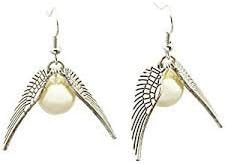 Harry Potter Silver Alloy Snitch Wing Golden Quidditch Pendant Earrings in Long Drop for Men and Women