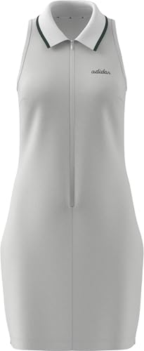 adidas Femme Seasonal Essentials Colorpop Dress with Embroidered Graphic, White/Collegiate Green, M Short