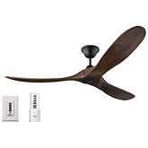 Monte Carlo 3MAVR60BK Maverick 60 Inch Ceiling Fan in Matte Black with Dark Walnut Blades, Remote and Wall Control