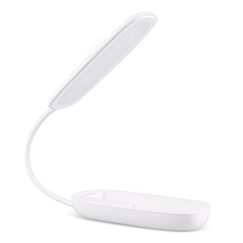 Led Desk Lamp Multi-Function As Pencil Case and Mobile Phone Holder, Soft and Eye-Protecting, Three-Speed Adjustable Light Table Lamp(White)