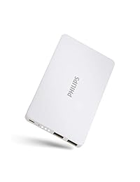 Philips Dual USB paquete de batería, cargador portátil, Ultra fino, 2 puertos USB A, Multidispositivo, elegante acabado blanco, de alta velocidad banco de baterías, dlp2103 37