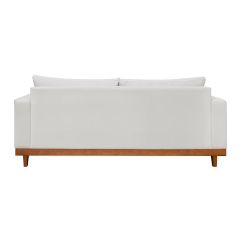 Sofá Living 3 Lugares Linho Reforçado + Almofadas Recepção Sala - Balaqui Decor Cor:bege