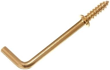 SISI UK Large 50mm Dresser Hooks Brass Screw in Dresser Hooks Cup Hook L Shape Hanging Hanger Cup Hangers L Screw Hooks for Hanging Party Celebration Light Strings 25 Pack.