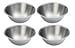SET OF 4 - 6 1/2 Inch Wide Stainless Steel Flat Rim Flat Base Mixing Bowl