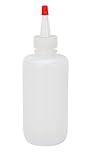 Vestil BTL-RC-6 Low Density Polyethylene (LDPE) Round Squeeze Dispensing Bottle with Removable Red Cap, 6 oz Capacity, Clear