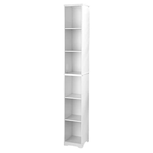Accents Depot Slim Storage Tower with Six Shelves for Hallways, Closets