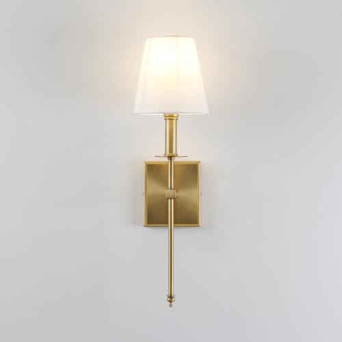 Permo Set of 2 Classic Industrial Wall Sconce with Funnel White Fabric Shade Vintage Vanity Light Modern Wall Light Fixture for Bedroom Living Room Hallway (Antique)