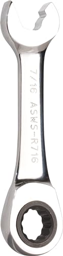 Jonard Tools ASWS-R716, Stubby Ratcheting Combination Speed Wrench, Angled Head, 7/16"