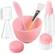 Silicone Mask Mixing Bowl，Perfume face mask Mixing Tool Set Soft Mud Mask Applicator Brush Stick Spatula Measuring Cup Spray Bottle Cream Box Soaking Bottle 7in1 Pink