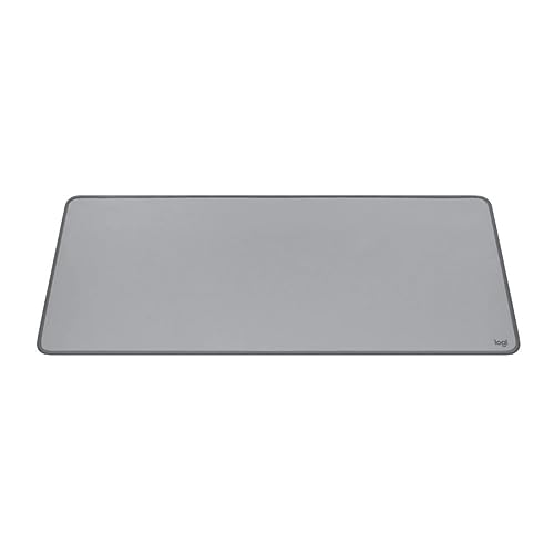 Logitech Desk Mat - Studio Series, Multifunctional Large Desk Pad, Extended Mouse Mat, Office Desk Protector with Anti-slip Base, Spill-resistant Durable Design, in Mid-Grey