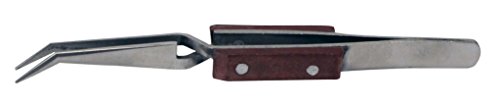 SE 5099TW4 4â€ Curve-Tipped Cross Locking Tweezers with Fiber Grip