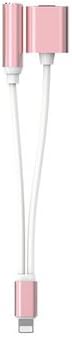 iPhone 7 Adapter &amp; Splitter 2 in 1 Lightning to 3.5mm Aux Headphone Jack Audio And Charger Cable for iPhone 7 / 7 plus Adapter (Rose Gold）