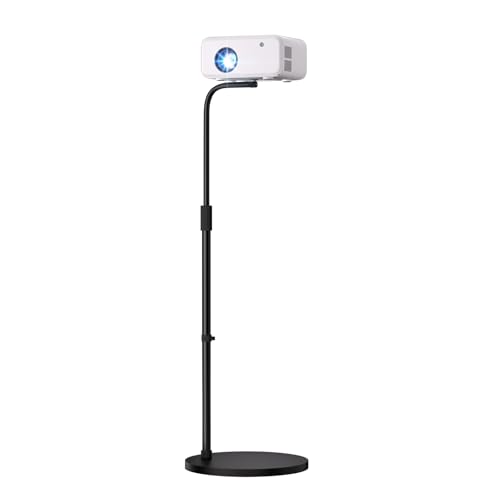 VISULAPEX Soporte de Proyector Ajustable de 80 a 145 cm, con rótula giratoria de 360°, Soporte proyector Suelo Compatible con proyector, cámara Web y cámara, Carga máxima 10 kg