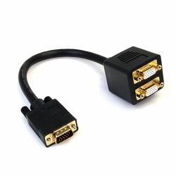 StarTech.com 2 Port VGA Video Outputs Compact - 1ft Splitter Cable Y Adapter for Cable (VGA, 2 x VGA, Male/Female, Black, 0.3m, 145g)
