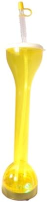 WeGlow International Flashing 20-Ounce Yellow Yard Glass with Lid, Straw and Lanyard